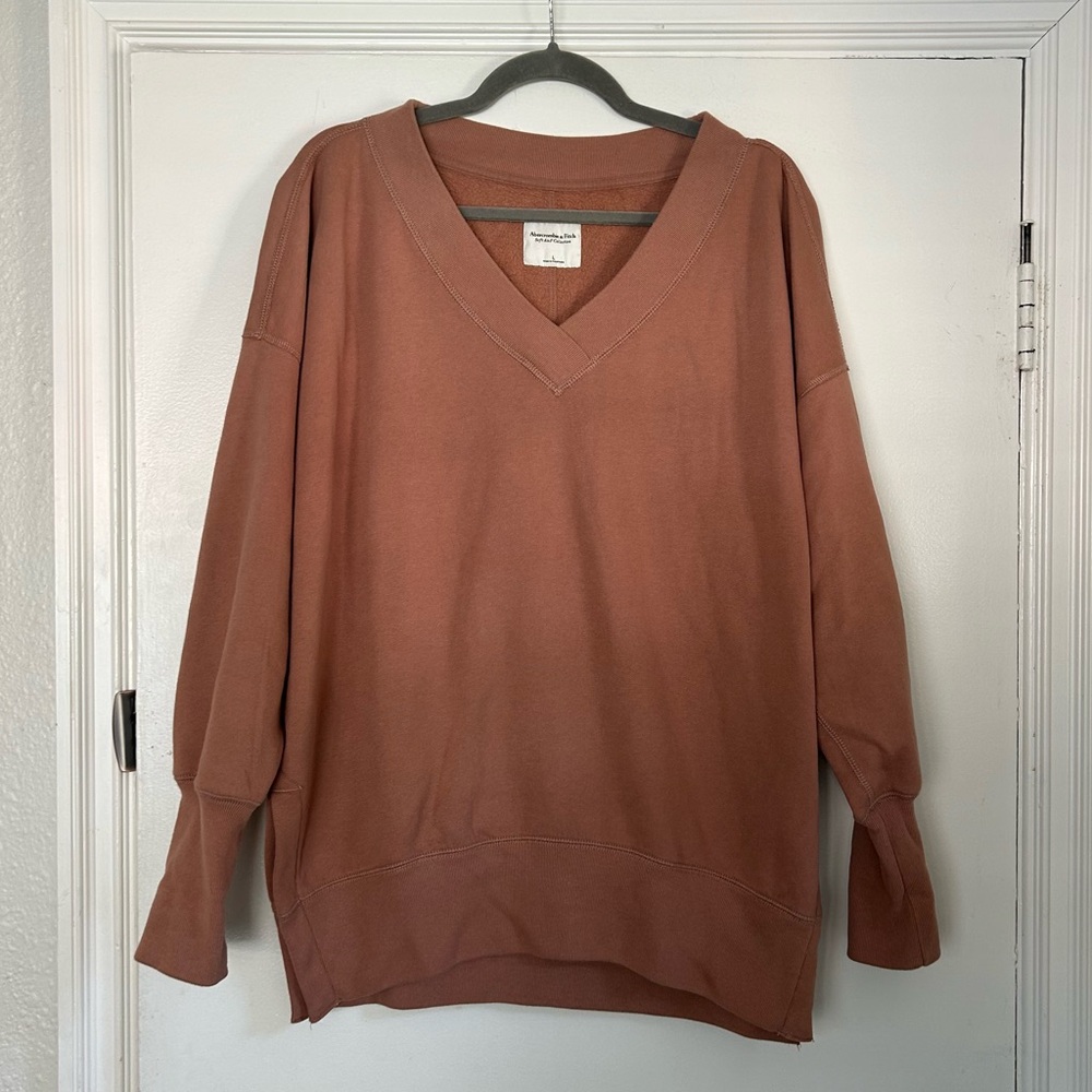 Abercrombie & Fitch Women's V-Neck Pullover Sweater - Rust